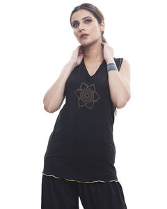 Top de yoga sin mangas de patrón sólido para mujeres adultas bellamente diseñado para gimnasio de yoga o ropa informal con estampado geométrico - Product Image 5