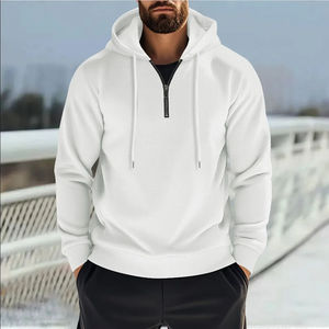 2025 nouveau Style hommes automne mode col à capuche demi-fermeture éclair en plein air décontracté solide à motifs gaufré Style sportif hommes sweat - Product Image 4