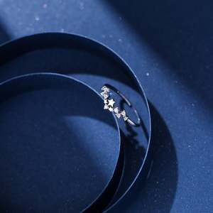 Bague ouverte Jeulia Starry Sky Star en argent sterling - Bague réglable plaquée rhodium avec pierres précieuses - Product Image 3