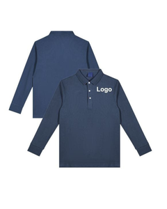 Polo de manga larga para hombre negro tejido con logotipo personalizado por sublimación camiseta de invierno de secado rápido Polo de golf de poliéster en blanco liso - Product Image 4