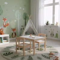Table et chaises d'activités pour enfants Montessori en bois pliables 4 places, durables, sans BPA, ergonomiques, adaptées aux enfants, modernes, pour la chambre