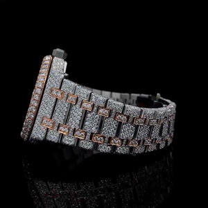 Montre mécanique en acier inoxydable avec cadran en verre moissanite, clarté VVS, fabrication artisanale de luxe, résistante à l'eau 30 bars pour hommes - Product Image 3