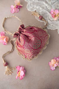 Bolsos Potli de Terciopelo Zardozi Bordados, Ecológicos, de Poliéster, para Regalos de Boda, Opción de Logotipo Personalizado, Bolsos de Mano para Mujer - Product Image 2