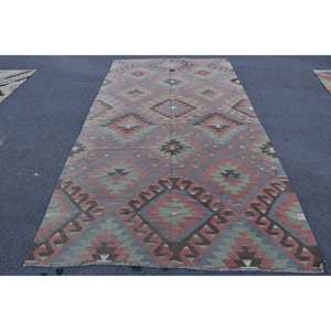 Tapis Kilim turc vintage 5.5 X 10.3ft rouge vert Patchwork Design fait à la main tissage plat support en Latex pour couloir espace Rectangle - Product Image 1