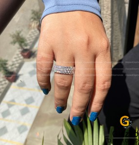 แหวนฮิปฮอปที่น่าประทับใจด้วยทองคำขาว10KT ประดับด้วยเพชรที่ปลูกในห้องทดลองอย่างมีความชัดเจน VVS - Product Image 5