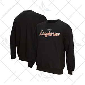 เสื้อกันหนาวแบบสวมหัวคอกลมผ้าคอตตอนระบายอากาศได้สีดำเสื้อสเวตเตอร์แบบทีม100% สั่งทำได้ - Product Image 2
