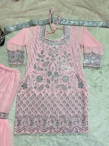 El último traje Sharara DE TRABAJO bordado de Georgette de imitación pesado de diseñador por FabZone - Product Image 5