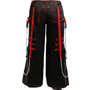 Pantalon ample noir et rouge en coton 100% pour femmes, style gothique, chaîne de minuit, tendance gothique, 2026 - Product Image 3