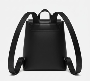 Sac à dos de voyage minimaliste pour femme en cuir véritable noir à motif bonbon avec fermeture éclair résistant à l'eau 20-36L Sac à dos structuré - Product Image 3