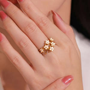 NOVAMART Fine Christian Fashionable Gold-Plated Free Size Floral <b>Ring</b> for Gift Giving Wholesale Export - Product Image 1