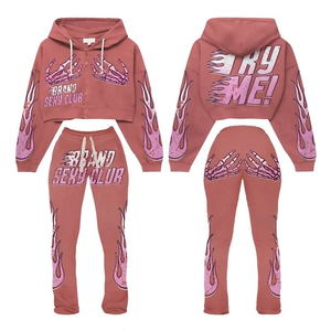 Leggings Style Flayer Pant avec Crop Hoodies pour Femmes, Ensemble de Survêtement Spécial avec Fabrication de Survêtement de Haute Qualité à Marque Privée - Product Image 1