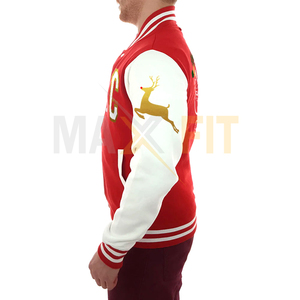 2025 Customized MAXFIT ENTERPRISES Men's Varsity <b>Jacket</b> <b>Christmas</b> Patch Stand Front Good Quality Canvas Multiple Colors - Product Image 4