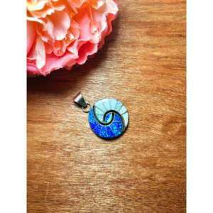 Zuni Handmade <b>Opal</b> & Sterling Silver Pendant with Rhodium Plating Rose Gold Religious Charm Pendant Jewelry - Product Image 3
