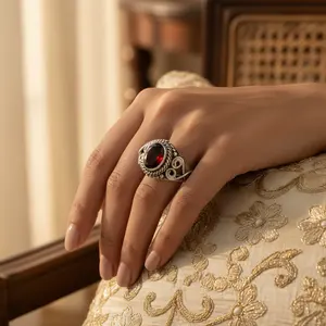 Anillo de Plata 925 con Granate para Mujer, Anillo Elegante con Topacio de Corte Ovalado, Joyería Fina con Piedra Preciosa Natural de Alta Calidad - Product Image 3