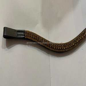 Bandes de sourcils de cheval en cuir cristal à 3 rangées, cristaux dorés et clairs, strass bling-bling, accessoires de cheval faits sur mesure, meilleure qualité - Product Image 2