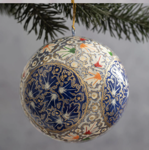 Luxurious papier mache <b>wall</b> decor with gold leaf patterns and metallic holiday icons for a rich, opulent look - Product Image 4