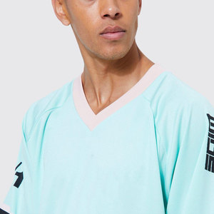 Men's Black Mesh Crop Jersey Short Sleeve <b>V</b>-<b>Neck</b> Sporty <b>T</b>-<b>Shirt</b> With Number 99 Print Breathable <b>Oversized</b> Fit - Product Image 6