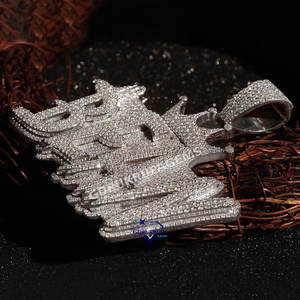 Pendentif alphabétique en argent sterling 925 pour hommes VVS Clarity Moissanite Sparkling Diamonds Letter Pattern - Product Image 5