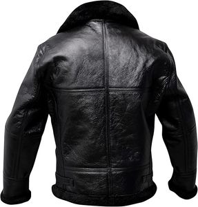 Blouson aviateur style homme en cuir véritable - Product Image 6