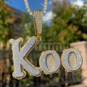 จี้เพชรโมอิสซาไนต์ทรงฮิปฮอปใหม่ ดีไซน์อักษรย่อหรูหรา สำหรับแร็ปเปอร์ เงินแท้ 925 - Product Image 2