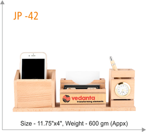 Elegante soporte analógico para teléfono de mesa de oficina, soporte de pluma de madera tipo cuarzo de lujo, decoración de escritorio personalizada, regalo para empleados - Product Image 3