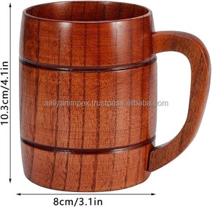 แก้วมักทำด้วยมือแบบดั้งเดิมเหมาะสำหรับใช้ในห้องครัวหรือใช้ตกแต่งแก้วไม้สำหรับกาแฟระหว่างเดินทางและใช้ในสำนักงาน - Product Image 6