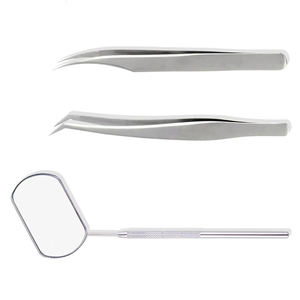 NProfessional Stainless Steel <b>Eyelash</b> Extension Tweezers Set With Handheld Mirror For Volume Lash <b>Application</b> - Product Image 2