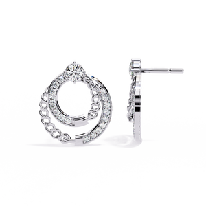 Boucles d'oreilles en or 18 carats avec diamants brillants de laboratoire, design élégant - Product Image 2