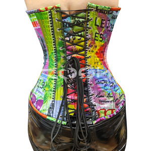 Corset bustier en satin sans bretelles pour femme, imprimé argent, à armatures en acier, style mode, vente en gros - Product Image 4