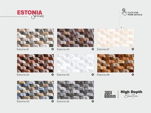 <b>Ceramic</b> Elevation Wall Tiles | 300x450mm Stylish Highdepth Digital Exterior Tiles for Bathroom & Home Walls - Product Image 6