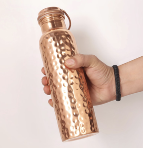 Handcrafted 100% Pure Copper <b>Water</b> <b>Bottle</b> with Hammered Finish Handle Food Contact Safe Portable Classic Design for Outdoor Use - Product Image 2