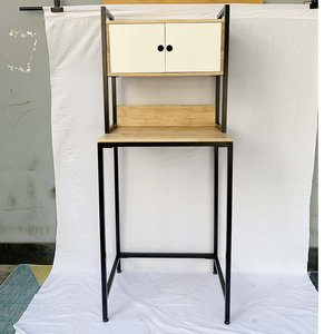 Meuble en bois de caoutchouc KMG68007 70x50x172cm avec cadre en fer, support pour machine à laver, équipement de repassage et de lavage - Product Image 6