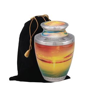 Urna de cremación pintoresca al atardecer, urna funeraria hecha a mano única para adultos para cenizas humanas, urna de tamaño personalizado de Metal de buena calidad - Product Image 1
