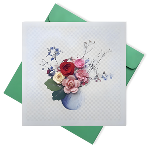 Tarjeta de Regalo de Papel con Flores Hechas a Mano en Vietnam, Quilling con Impresión Digital, Diseño Floral en Relieve 3D Personalizado por VietnamCrafts - Product Image 1