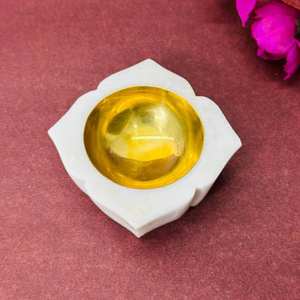 Natural White Marble Brass Diya Flower Cut Design T-light Best Price Home Decor for Religious Use Resin Star Anise - Product Image 1