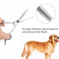 Ensemble de ciseaux incurvés pour chiens en acier inoxydable Tondeuse pour animaux de compagnie Ciseaux droits Kit de ciseaux de toilettage professionnels