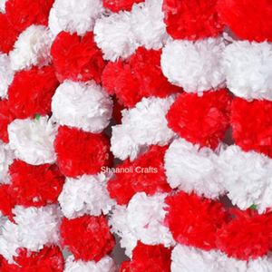Guirlandes de fleurs artificielles en blanc et rouge pour décorations de mariage et de fête et pour les festivals. - Product Image 2