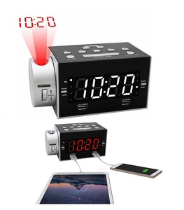 CR-282P 1.2 "LED hiển thị đồng hồ báo thức FM <span class=keywords><strong>Radio</strong></span> với chiếu và cổng USB kép cho 2.4A và 1A sạc - Product Image 1