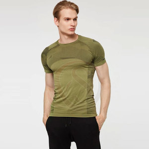 T-shirt de sport pour homme, coupe classique, logo personnalisé, vêtements de musculation, fitness, séchage rapide, compression respirante, col rond - Product Image 1