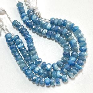 Cuentas de forma Rondellel facetadas recubiertas de piedra lunar, cuentas de piedras preciosas de Color azul piedra lunar mística, suministros de cuentas al por mayor - Product Image 1