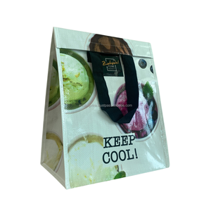 Custom Cool Insulated Cooler <b>Tote</b> <b>Bag</b> PP Woven Soft Stylish with Logo Printed <b>Metallic</b> Waterproof for Shopping and Picnics - Product Image 1