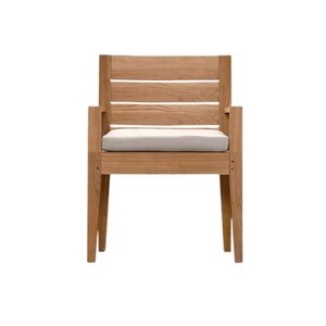 Kingsley The Langham Luxury Outdoor Teak <b>Dining</b> Arm <b>Chair</b> Modern Slatted Solid Wood <b>Garden</b> Hotel Resort Furniture collection - Product Image 3