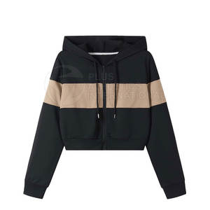 Nueva Llegada, Venta al por Mayor, Top Corto de Mujer de Alta Calidad con Logotipo Personalizado 2026, Material de Felpa, Básico, Mezcla de Algodón, Sudadera Corta con Capucha - Product Image 1