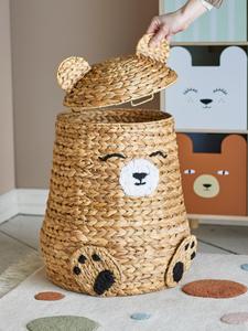 Cesta de almacenamiento de jacinto de agua en forma de oso con tapa | Cestas multiusos ecológicas para niños para sala de estar, dormitorio, guardería - Product Image 4