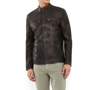 Chaqueta de Cuero para Hombre, Impermeable, Corte Ajustado, Cuello Alto, Logotipo Frontal, Piel de Vaca, Alta Calidad, Transpirable y Ecológica, en Oferta - Product Image 5