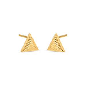 Boucles d'oreilles clous triangulaires plaquées or pour femmes, avec accent perle et diamant, bijoux de fête géométriques - Product Image 4