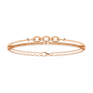Bracelet jonc en or 14 carats avec diamants pour femmes modernes, prix d'usine, design ouvert à double ligne, bracelet en diamants blancs naturels - Product Image 4