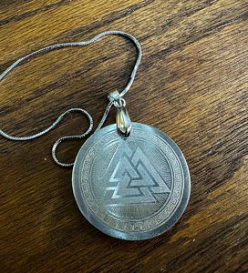 Custom Handmade Christian Viking Pendant Collectible Coin Shape Damascus Steel <b>Locket</b> Necklace - Product Image 5