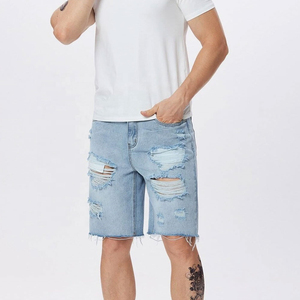 Short en jean vieilli respirant du fabricant personnalisé pour hommes, jeans blancs décontractés, tissu en toile et coton coupe-vent pour garçons - Product Image 2