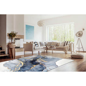 Alfombra Moderna con Estampado de Mármol Azul - Decoración de Oficina, Salón, Fácil de Limpiar, con Pelo Suave - Product Image 2